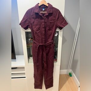 Old Navy Maroon Jumpsuit with Belt